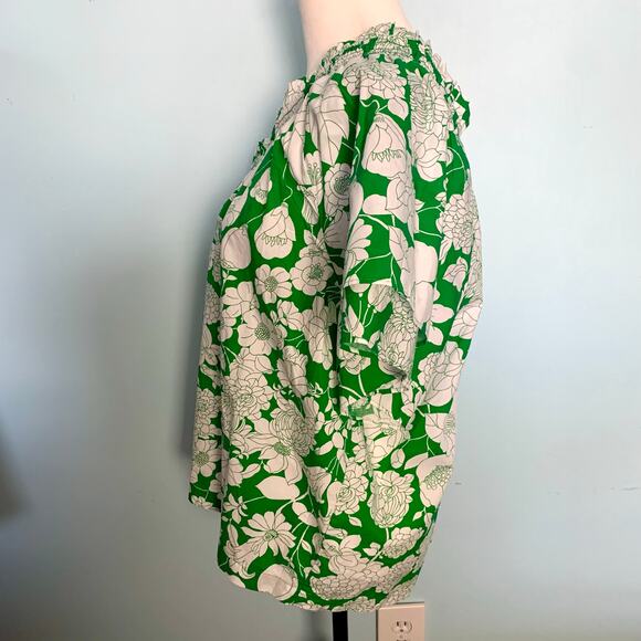 NWT J. Crew Smocked One-shoulder Top in Kelly Floral Size XL - Picture 6 of 9